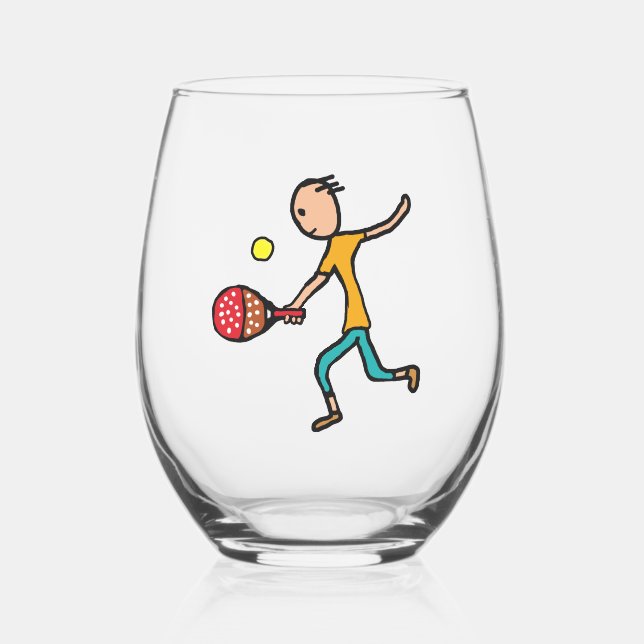 Padel Tennis Stemless Wine Glass (Front)
