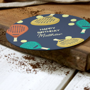 Padel Tennis Themed Custom Party Round Paper Coaster