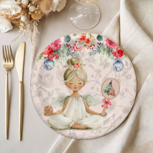Padel Themed Paper Plates – Christmas Angel Motif