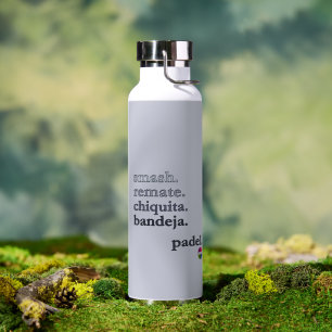 Padel Water Bottle-Personalize Word Vibe Grey Bottle
