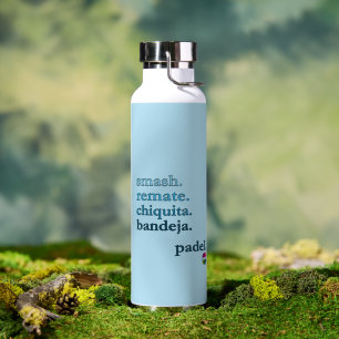 Padel Water Bottle-Personalize Word Vibe Sky Blue Bottle