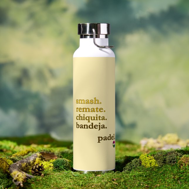 Padel Water Bottle-Personalize Word Vibe Yellow Water Bottle (Outdoor (Rotated))