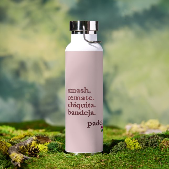 Padel Water Bottle-Personalize WordVibe Dusty Rose Bottle (Outdoor (Rotated))