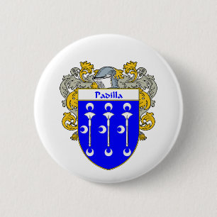 Padilla Coat of Arms/Family Crest (Mantled) Pinback Button