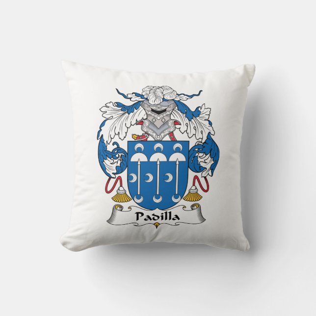 Padilla Family Crest Throw Pillow (Front)