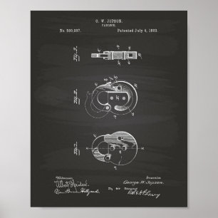 Padlock 1893 Patent Art Chalkboard Poster