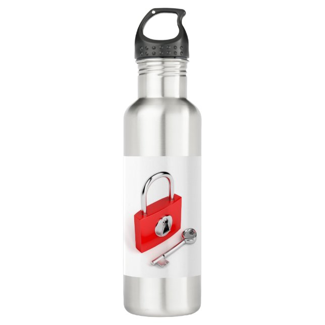 Padlock and key stainless steel water bottle (Front)