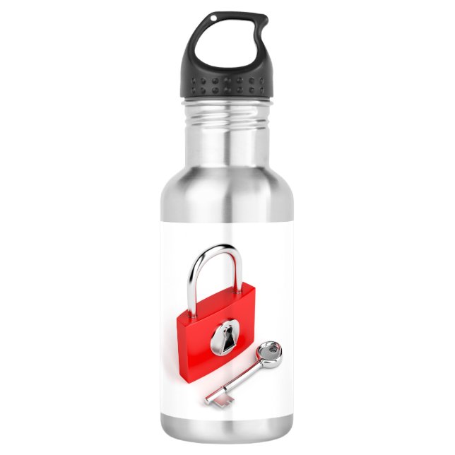 Padlock and key stainless steel water bottle (Front)