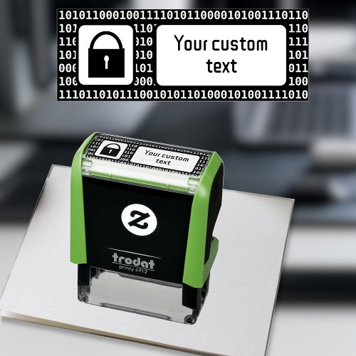 Padlock  Code _ Cyber  Data Security _ Own Text Self_inking Stamp