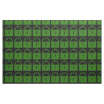 Padlock Computer Code - Green on Black Fabric