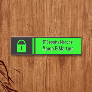 Padlock IT Security Tech Theme: custom logo option Door Sign