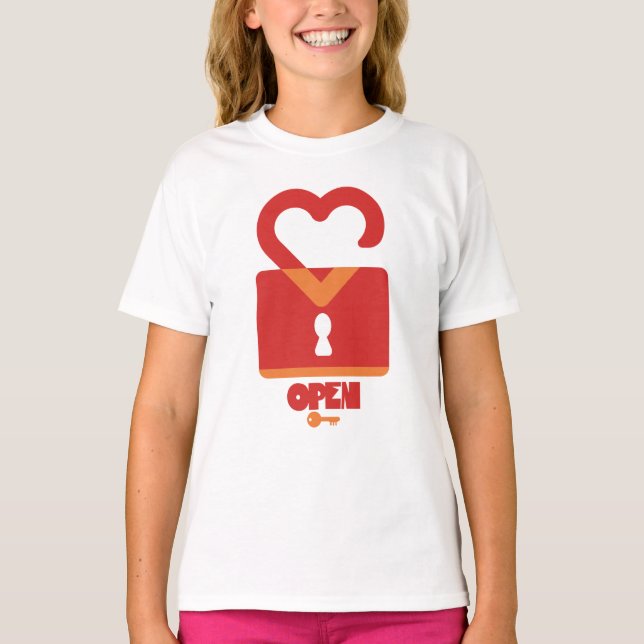 PADLOCK OPEN CLOSED HEART BY MASANSER PIXELAT T-Shirt (Front)