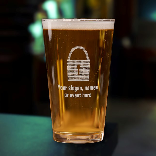 Padlock with Code - Cyber Security Logo own brand Pint Glass (Creator Uploaded)