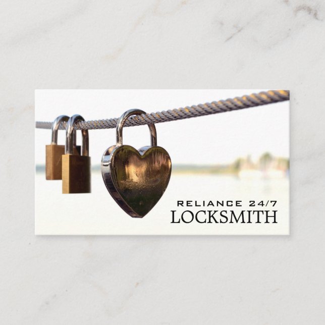 Padlocks Hanging on Rope, Locksmith Business Card (Front)