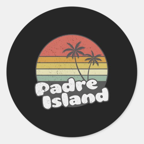 Padre Island Ca Style Striped Classic Round Sticker
