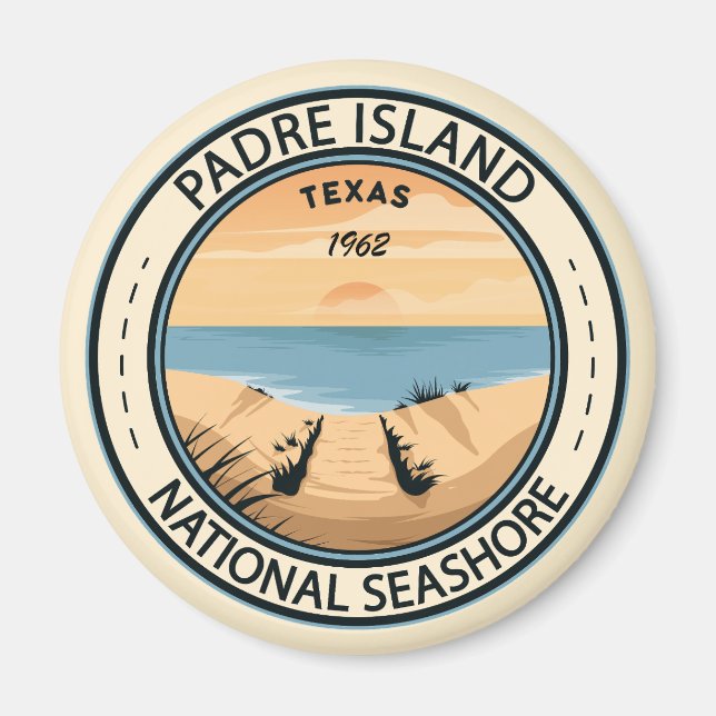 Padre Island National Seashore Texas Badge Magnet (Front)