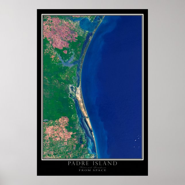 Padre Island National Seashore Texas Satellite Map Poster (Front)