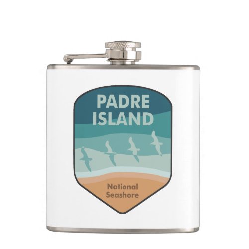 Padre Island National Seashore Texas Seagulls Flask