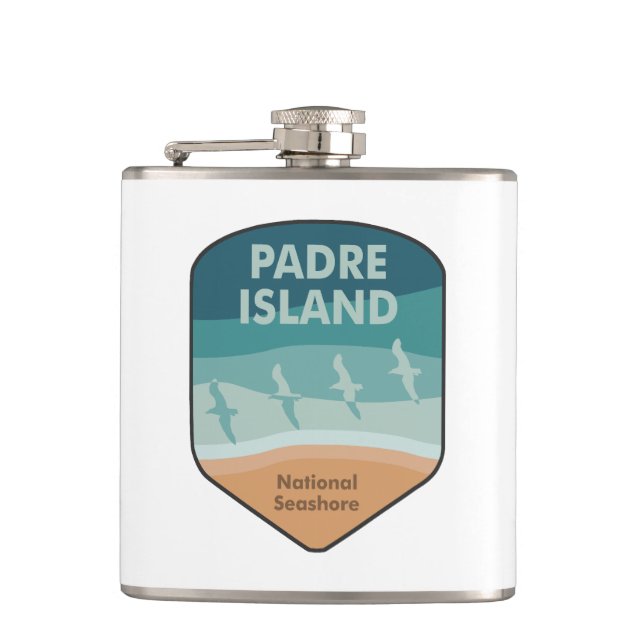 Padre Island National Seashore Texas Seagulls Flask (Front)