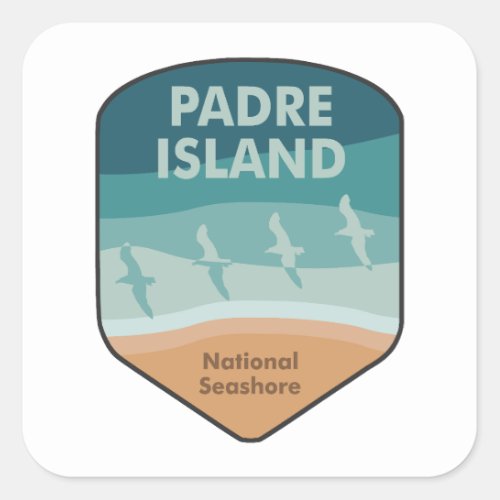 Padre Island National Seashore Texas Seagulls Square Sticker