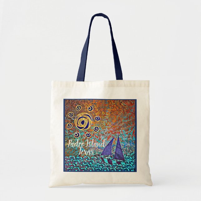 Padre Island Texas Sailboat and Sun Tote Bag (Front)