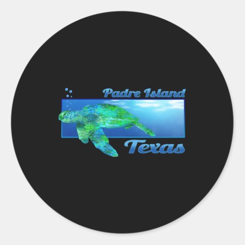 Padre Island Texas Swimming Sea Turtle Classic Round Sticker