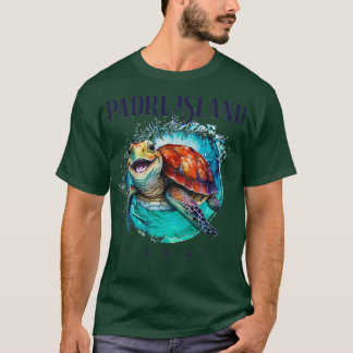 Padre Island Texas Watercolor Happy Sea Turtle T-Shirt