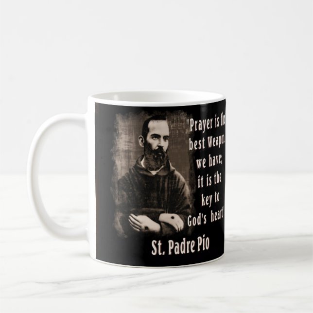 Padre Pio Franciscan Catholic Saint  Coffee Mug (Left)