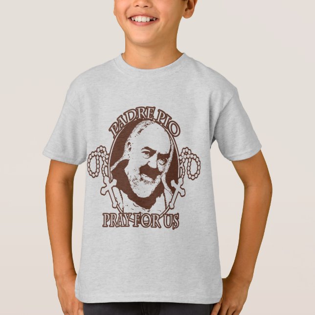 PADRE PIO PRAY FOR US BY EKLEKTIX, T-Shirt (Front)