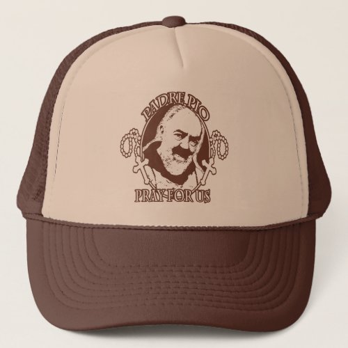 PADRE PIO PRAY FOR US BY EKLEKTIX TRUCKER HAT