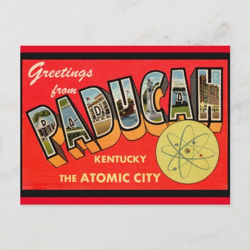 Paducah Kentucky Atomic City  Vintage Greeting  Postcard