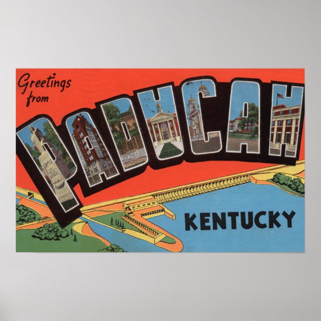 Paducah, Kentucky - Large Letter Scenes Poster (Front)