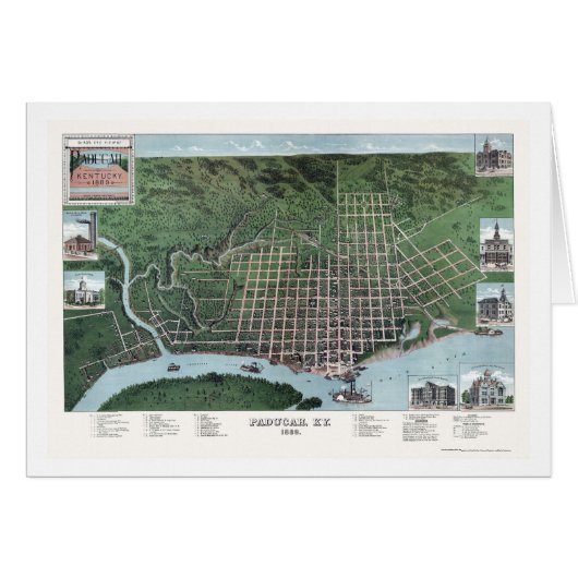 Paducah, KY Panoramic Map - 1889 Cards (Front Horizontal)