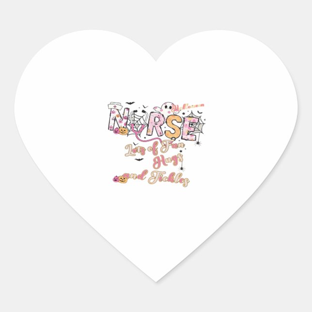 Paediactric Nurse Fun Halloween Design Essential T Heart Sticker (Front)