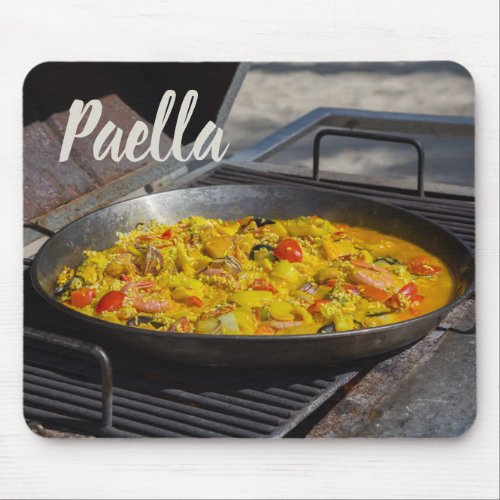 Paella is cooked on a grill gift for chef mouse pad