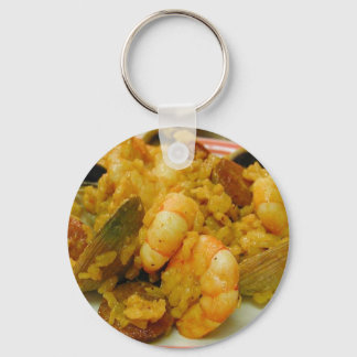 Paella Shrimp Clams Sausages Rice Keychain