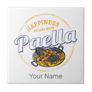Paella Snack Vintage Spain Paella Pan Souvenir Ceramic Tile