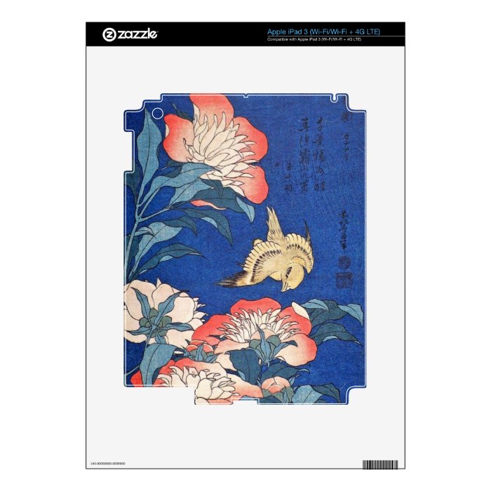 Paeonia Lactiflora and Atlantic Canary (Hokusai) Decals For iPad 3