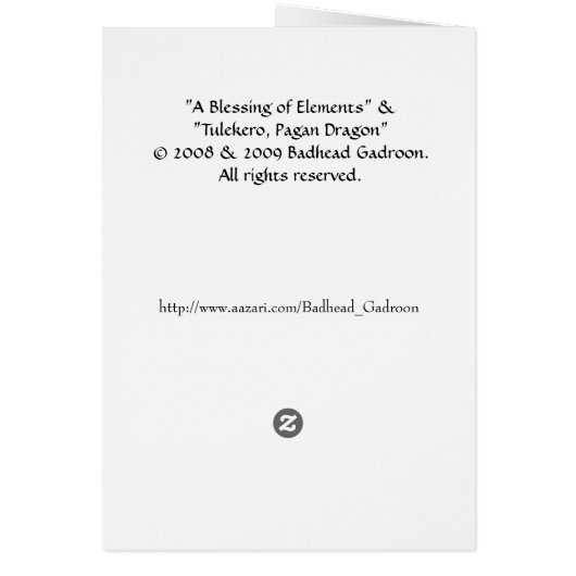 Pagan Bookmarks Card (Back)