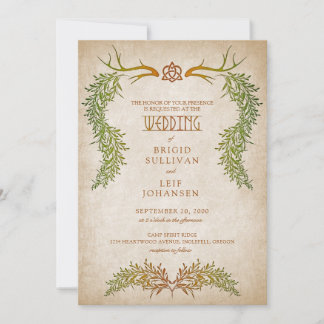 Pagan Celtic Autumn Foliage Wedding Invitation