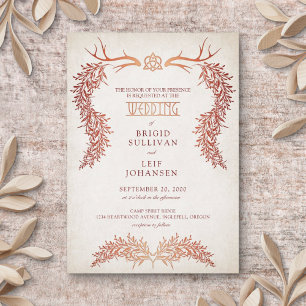 Pagan Celtic Autumn Foliage Wedding Invitation