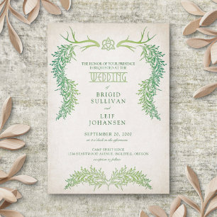 Pagan Celtic Foliage Wedding Invitation