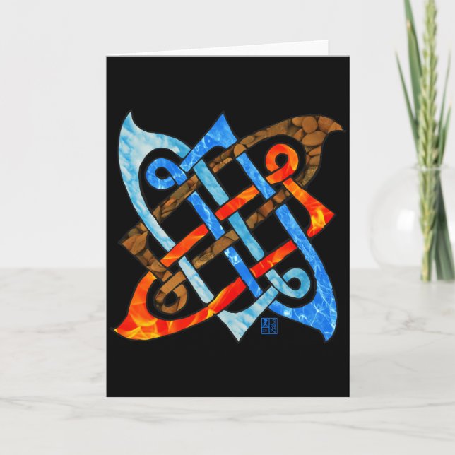 Pagan Celtic Knot Earth Air Fire Water Elements Card (Front)