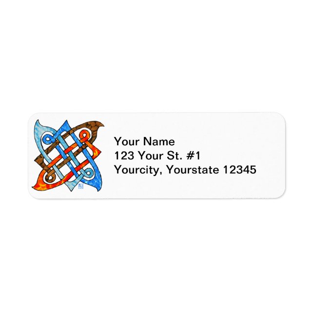 Pagan Celtic Knot Earth Air Fire Water Elements Label (Front)