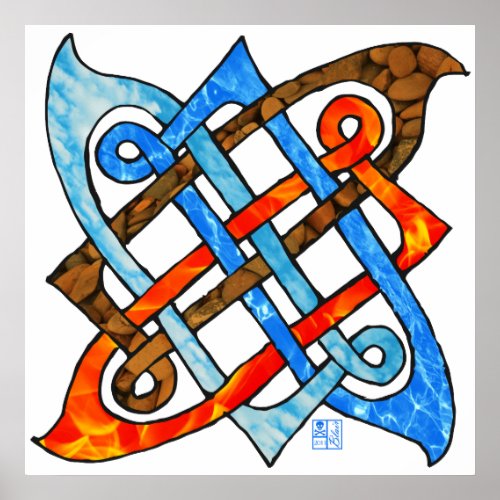 Pagan Celtic Knot Earth Air Fire Water Elements Poster