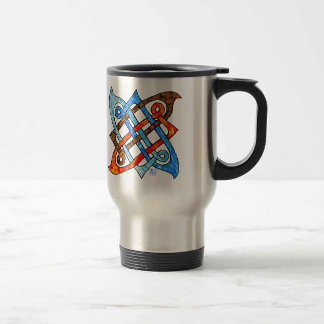 Pagan Celtic Knot Earth Air Fire Water Elements Travel Mug (Right)