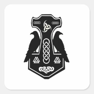 Pagan Celtic Norse Thor's Hammer Square Sticker