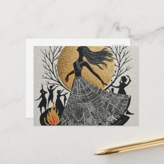 Pagan Dancing Women Gold Moon Postcard