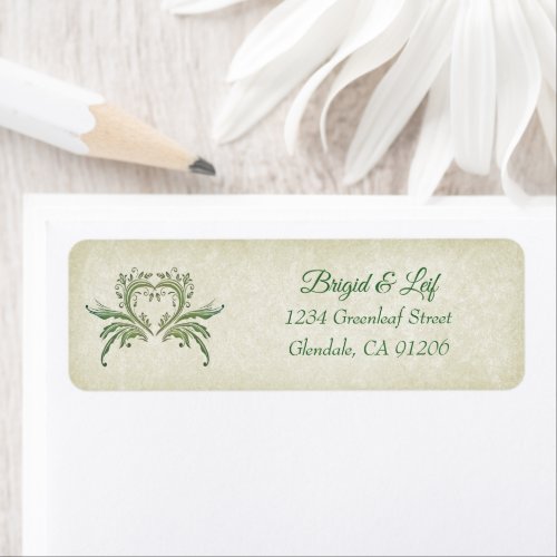 Pagan Foliage Green Bohemian Address Label