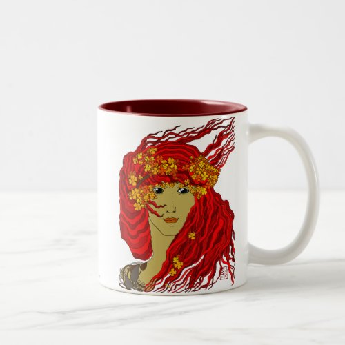 Pagan Greek Fire Goddess Hestia Wiccan Art Two_Tone Coffee Mug